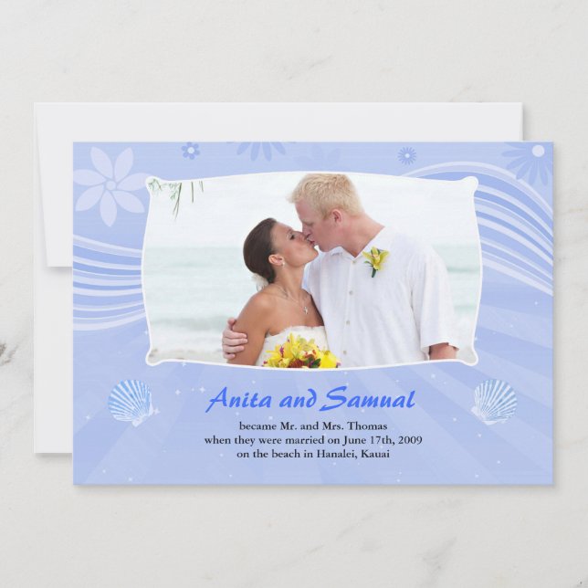 Beach Wedding Photo Flat Card-meddelande Meddelande (Framsida)