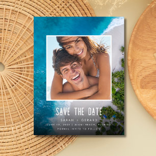 Beach Wedding Photo Save Date Meddelande Vykort