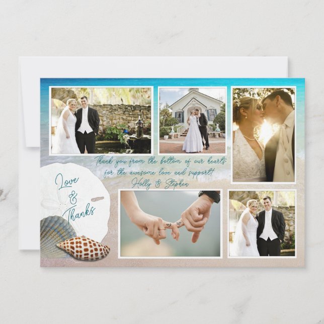 Beach Wedding Photo Tack Flat Cards Kort (Framsida)