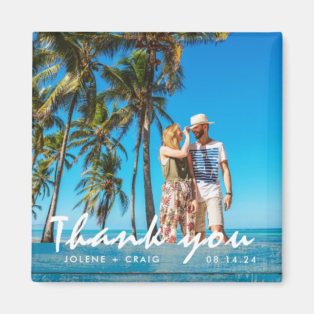 Beach Wedding Photo Tack Magnet (Framsidan)