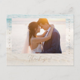 Beach Wedding Photo Thank you Postcard Vykort
