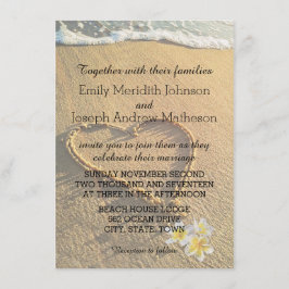 Beach Wedding Plumeria/Frangipani Sand och Sea Inbjudningar
