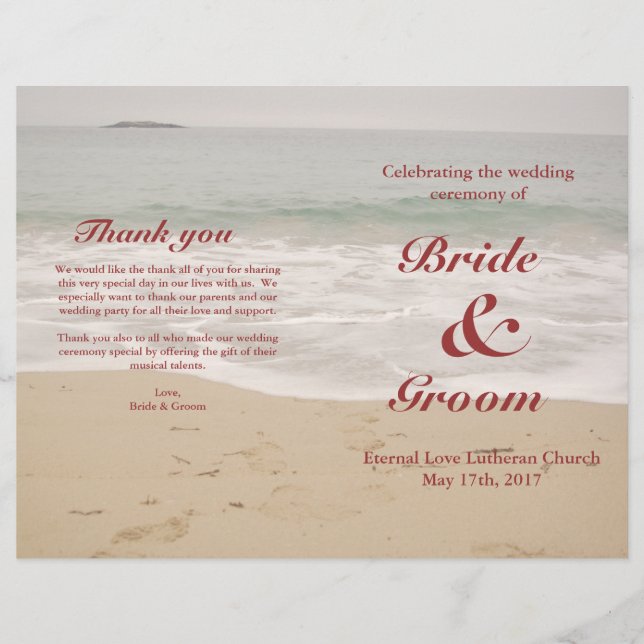 Beach Wedding Program: Sandy Beach (Framsida)