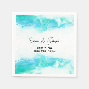 Beach Wedding Programme Blue Vågar Pappersservett
