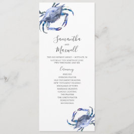 Beach Wedding Programs Watercolor Crab Inbjudningar
