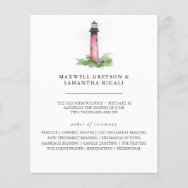 Beach Wedding Programs Watercolor Lighthouse