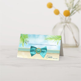 Beach Wedding Reception Middag Bow Gem Handflatan Placeringskort