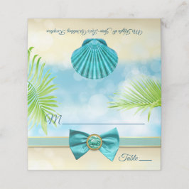 Beach Wedding Reception Middag Bow Gem Handflatan Placeringskort