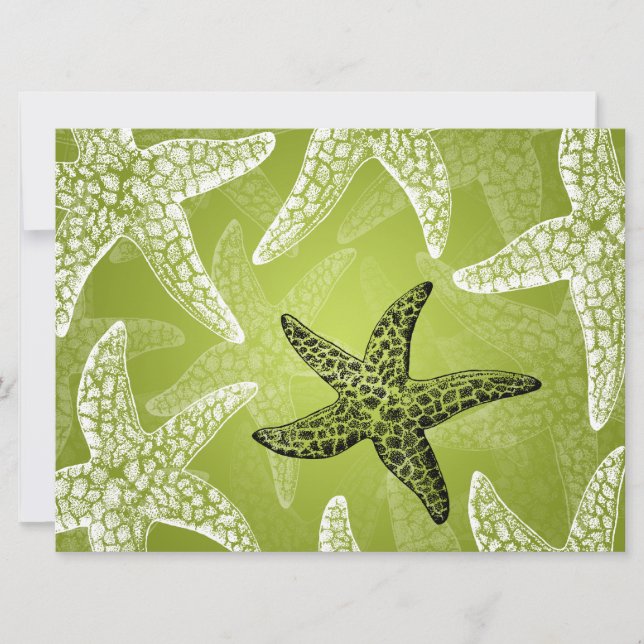 Beach Wedding Reception Starfish Lime Green Inbjudningar (Framsida)