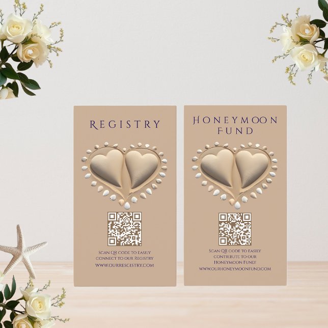 Beach Wedding Registry och Honeymoon Fund Visitkort (Beach Wedding Registry and Honeymoon Fund)