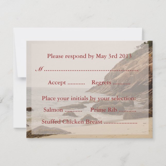 Beach Wedding Reply Cards - Rocky Beach OSA Kort (Framsida)