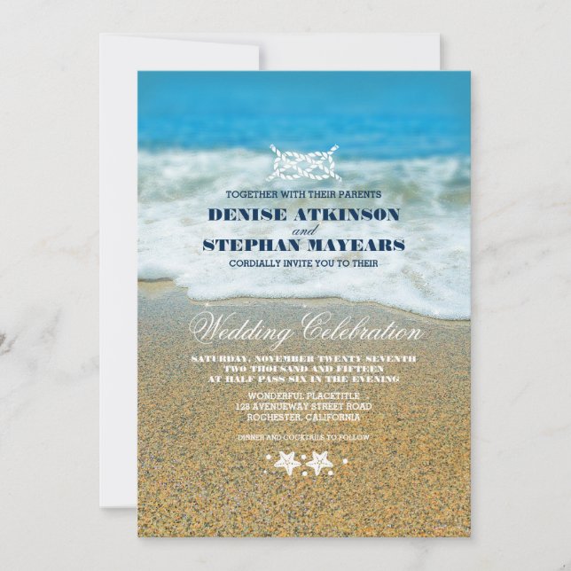 Beach Wedding Rope Knot-inbjudningar Inbjudningar (Framsida)