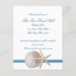 Beach Wedding Sand Dollar and Starfish Reception Inbjudningar