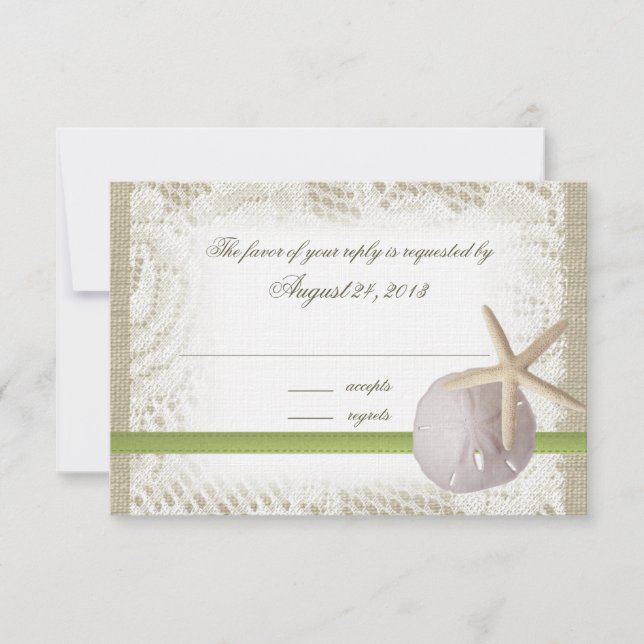 Beach Wedding Sand Dollar och Starfish OSA Kort (Framsida)