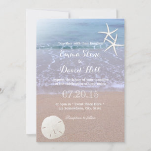 Beach Wedding Sand Dollar & Starfish Inbjudningar