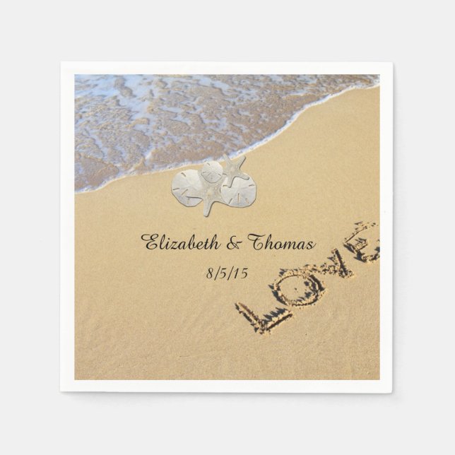 Beach Wedding, Sand Dollar, Starfish Napkins Pappersservett (Framsidan)