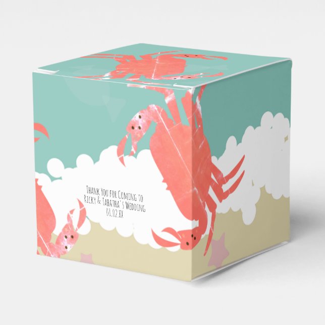 Beach Wedding Sand Fish Crabs Vinkar Favor Box Presentaskar (Framsidan Sidan)