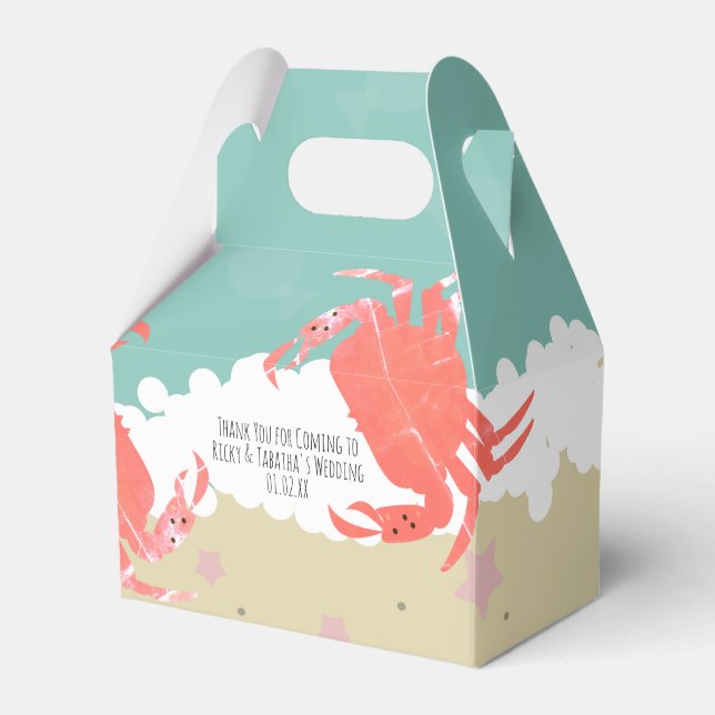 Beach Wedding Sand Fish Crabs Vinkar Favor Box Presentaskar (Framsidan Sidan)