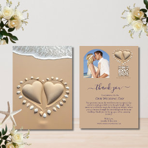 Beach Wedding Sand Hearts Inbjudningar