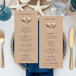Beach Wedding Sand Hearts Middag och Pub Menu Meny