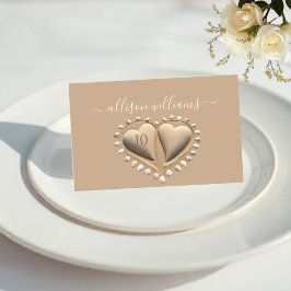 Beach Wedding Sand Hearts Place Cards Bordsnummer