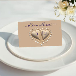 Beach Wedding Sand Hearts-Place Cards-Meal Icons Bordsnummer