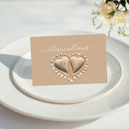 Beach Wedding Sand Hearts-Place Cards-Meal Icons Bordsnummer