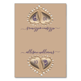 Beach Wedding Sand Hearts-Place Cards-Meal Icons Bordsnummer