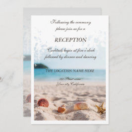 Beach Wedding,Sand,Seashells Reception Inbjudningar
