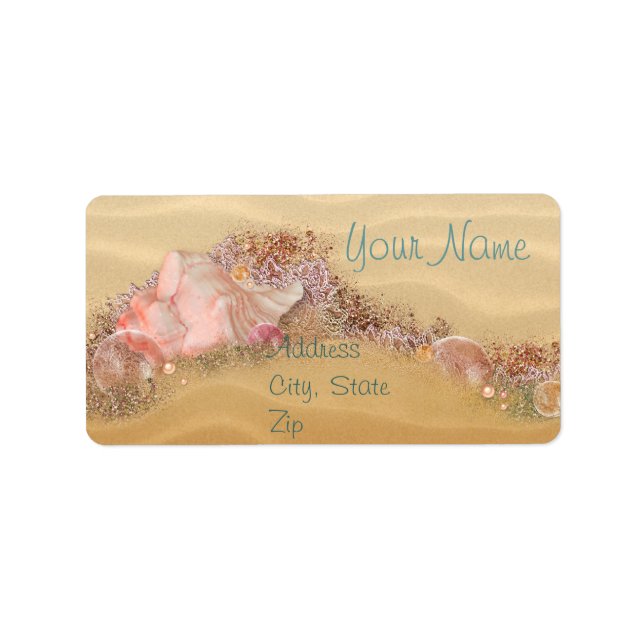 Beach Wedding Sandy Shore Adressetikett (Framsidan)