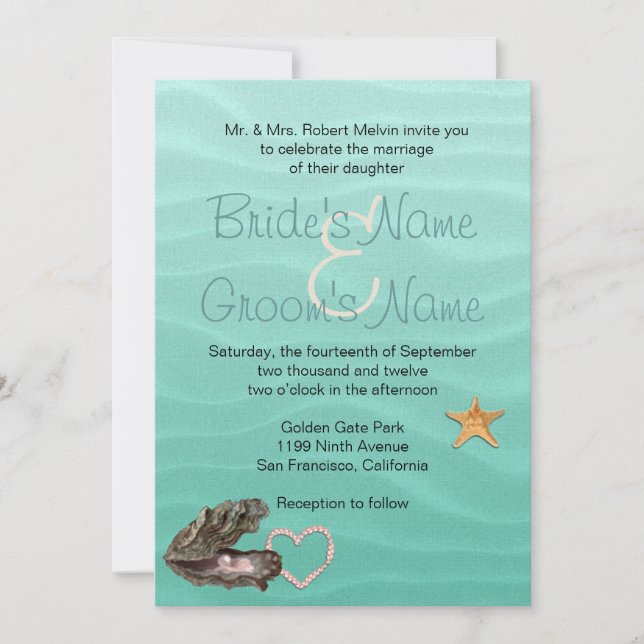 Beach Wedding Sandy Shore Inbjudningar (Framsida)