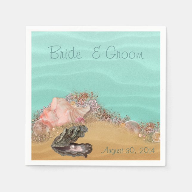 Beach Wedding Sandy Shore Pappersservett (Framsidan)
