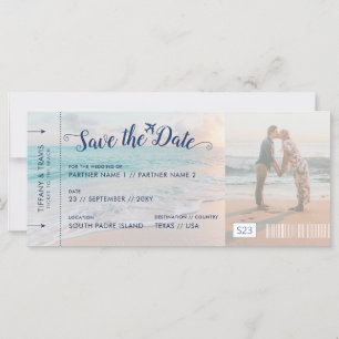 Beach Wedding Save Date Biljett