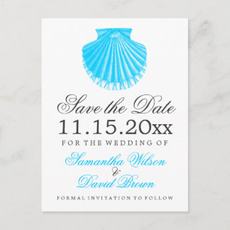 Beach Wedding Save Date Scallop Turcos Meddelande Vykort