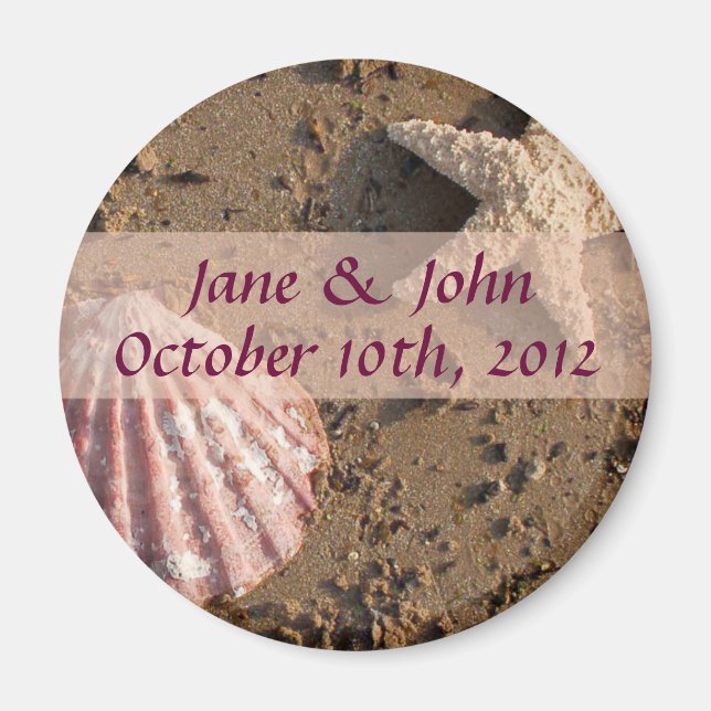 Beach Wedding Save Date Sea Snäcka Magnet (Framsidan)