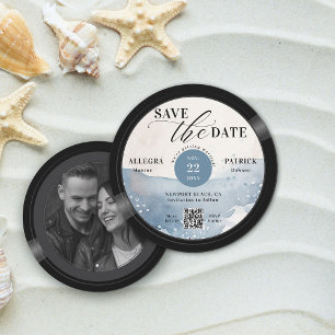 Beach Wedding Save Date Vintage Music Älskare QR Spara Datumet