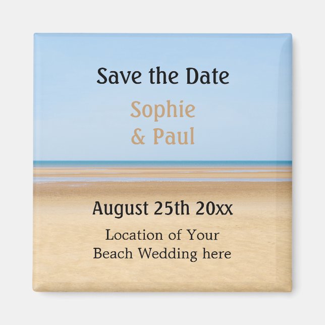 Beach Wedding Save the Date Fridge Magnet (Framsidan)
