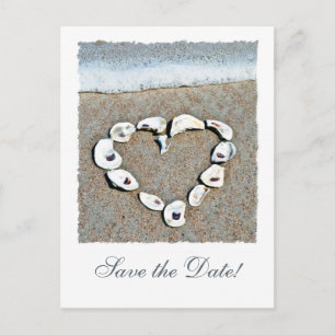 Beach Wedding Seashell Heart Spara datumet Meddelande Vykort