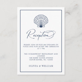 Beach Wedding Seashell Navy Blue Reception Tilläggskort