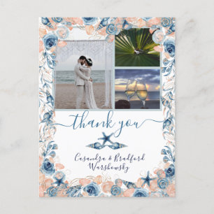 Beach Wedding Seashell och Ro Photo Tack Vykort