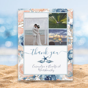 Beach Wedding Seashell och Ro Photo Tack Vykort
