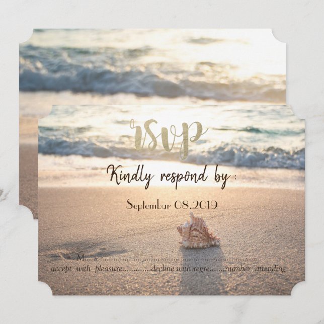 Beach Wedding,Seashell OSA Inbjudningar (Fram/baksida)