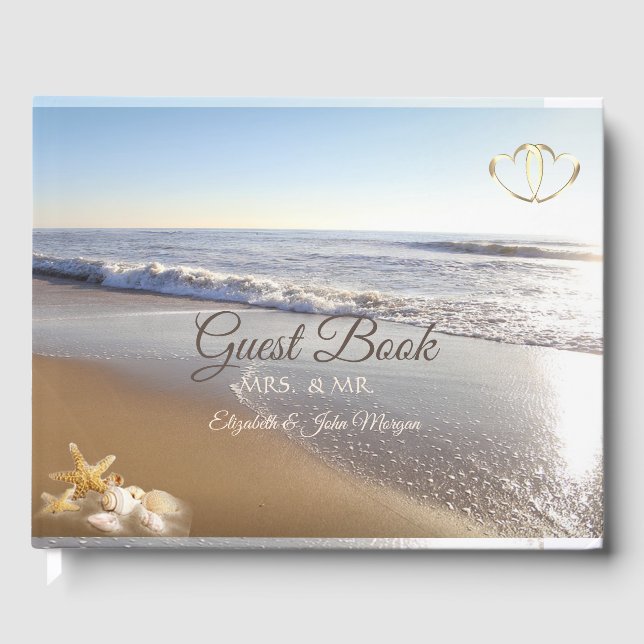 Beach Wedding Seashell String Ljus Gästböcker (Framsida)