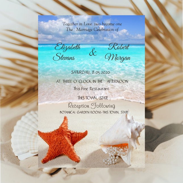 Beach Wedding Seashells-inbjudan Inbjudningar (Skapare uppladdad)