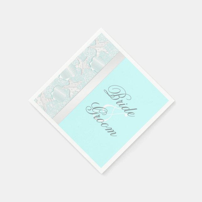 Beach Wedding Seashells och Starfish Napkins Pappersservett (Hörn)