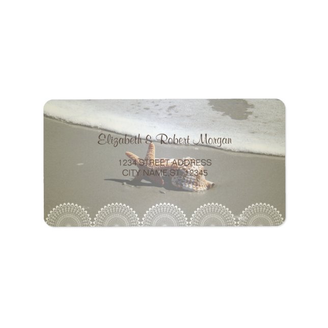 Beach Wedding Seashells,Snöre Bröllop-etikett Adressetikett (Framsidan)