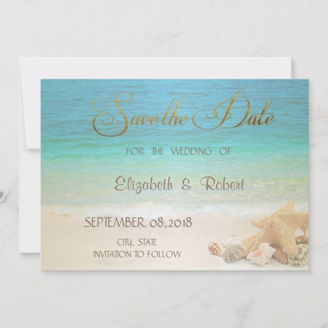 Beach Wedding Seashells Spara datumet (Framsida)