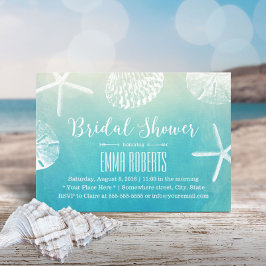 Beach Wedding Seashells Watercolor Möhippa Inbjudningar