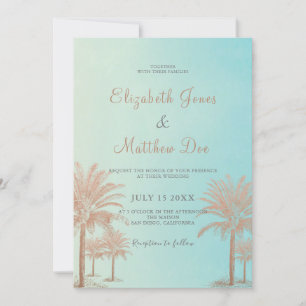 Beach Wedding Seaside/Oceanside Handflatan Träd Br Inbjudningar