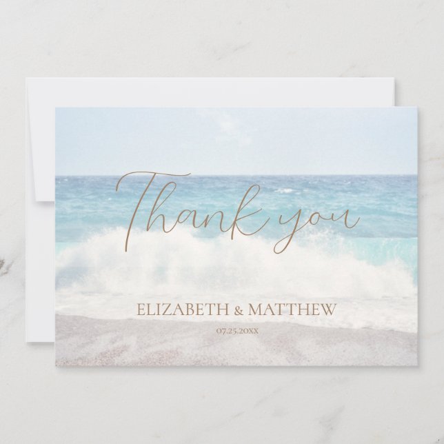 Beach Wedding Seaside/Oceanside Thank You Card Tack Kort (Framsida)